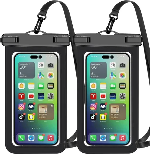 Vista 13 de Paquete de 2 bolsas universales impermeables para teléfono, bolsa grande impermeable para teléfono, nivel de protección: IP68, deportes al aire