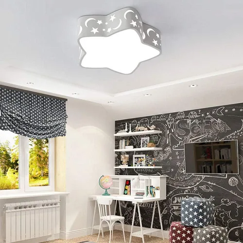 Vista 3 de LAKIQ Lámpara de techo LED de montaje empotrado para habitación de niños, con forma de estrella creativa, moderna cerca del techo, iluminación