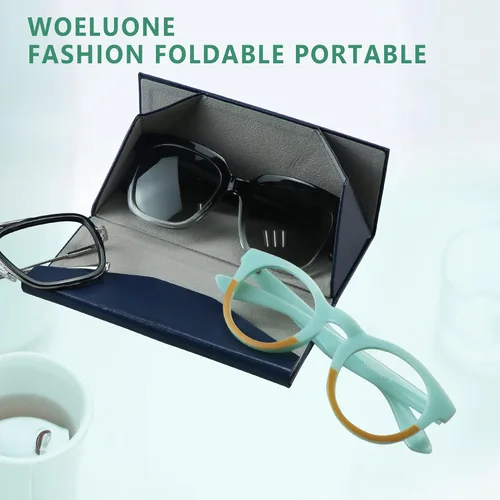 Vista 6 de Funda rígida para gafas con diseño plegable, funda portátil para gafas de sol para protección de gafas, ligera