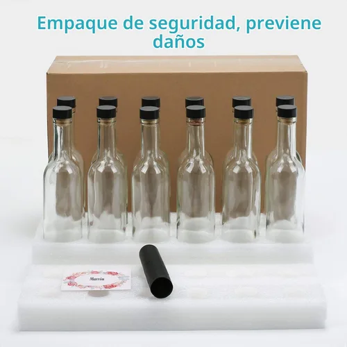 Vista 7 de Paquete de 12 botellas de vidrio de 12 onzas con tapas de corcho, botellas de vino vacías de 12.7 fl oz