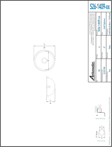 Vista 2 de Ambassador Marine Fregadero de acero inoxidable con acabado pulido ultra espejo de media esfera
