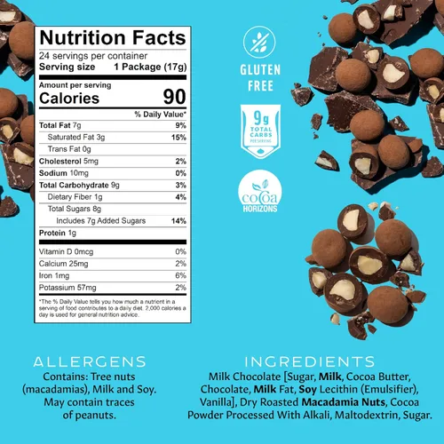 Vista 2 de Mauna Loa Nueces de macadamia cubiertas de chocolate con leche, paquete de 24 mini bolsas de 0.6 onzas, sin gluten, aperitivo dulce hawaiano