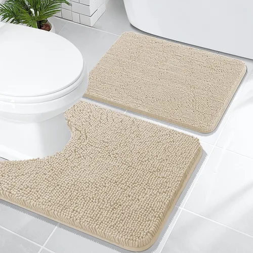 Vista 40 de OLANLY Juego de 2 alfombras de baño de felpilla suave y absorbente, antideslizantes, de secado rápido, lavables a máquina, accesorios de decoración