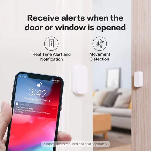 Vista 6 de Aqara - Paquete de 3 sensores Zigbee de puerta y ventana, sensor de contacto inalámbrico mini, automatización del hogar, requiere Aqara Hub