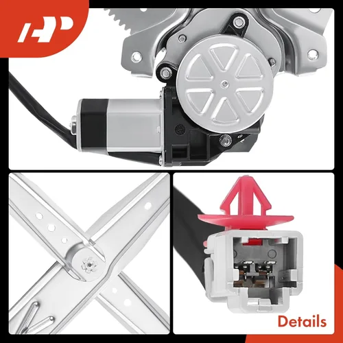 Vista 8 de Regulador de ventana eléctrica con motor A-Premium compatible con Honda Civic 1996-2000 Hatchback Coupe lado del pasajero delantero derecho