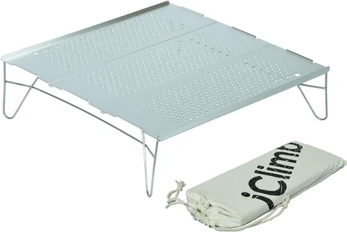 Vista 18 de iClimb Mini mesa plegable individual ultraligera y compacta para mochileros, camping, senderismo, playa, picnic (azul - S)