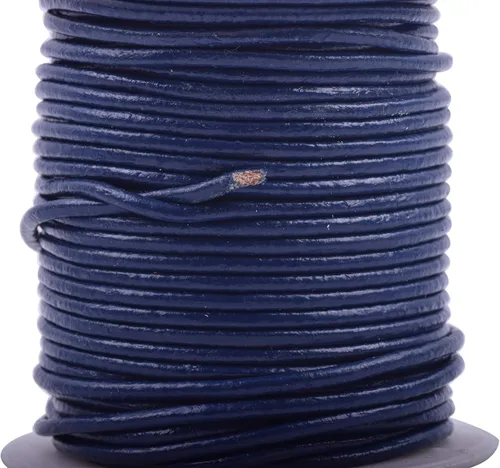 Vista 12 de KONMAY Cordón redondo de cuero real de 0.039 pulgadas, cordón de cuero negro de 25 yardas para hacer joyas, collares, pulseras y manualidades