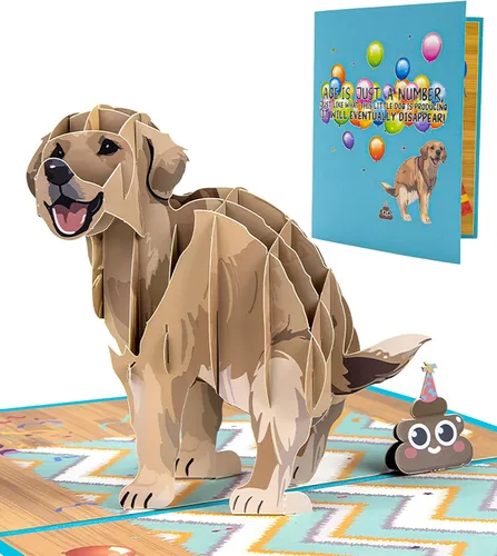 Divertida tarjeta desplegable de cumpleaños de perro, tarjetas emergentes de feliz cumpleaños de perro en 3D para amantes de los perros, niños,