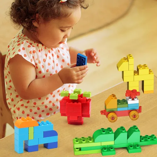 Vista 4 de Cutedeer Juego de bloques de construcción grandes clásicos de 258 piezas para niños pequeños compatibles con todas las principales marcas, ladrillos