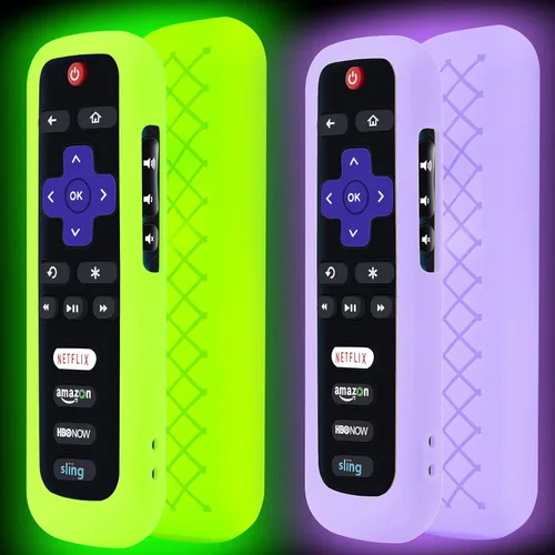 Vista 11 de Paquete de 2 fundas de control remoto con tapa de batería para TCL Roku Smart TV Streaming Stick Remote, funda protectora de silicona universal piel