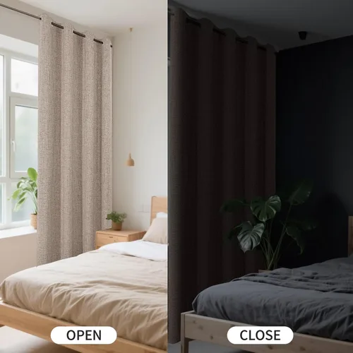 Vista 11 de CUCRAF - Juego de 2 paneles de cortinas de ventana con oscurecimiento total del 100%, de 54 pulgadas de largo, con aspecto de lino falso, cortinas