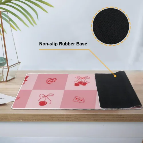 Vista 3 de Retro Cute Cherry Mouse Pad Large Gaming Desk Pad with Non-Slip Rubber Base Smooth Face Mouse for Gaming Mousepads for Desk Job Essentials School