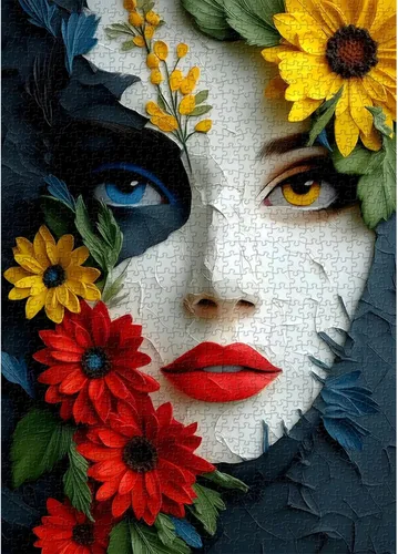 Vista 9 de PICKFORU - Rompecabezas elegante de 1000 piezas para adultos, rompecabezas de musa floral con cuentas, mesa de té de jardín de flores, rompecabezas