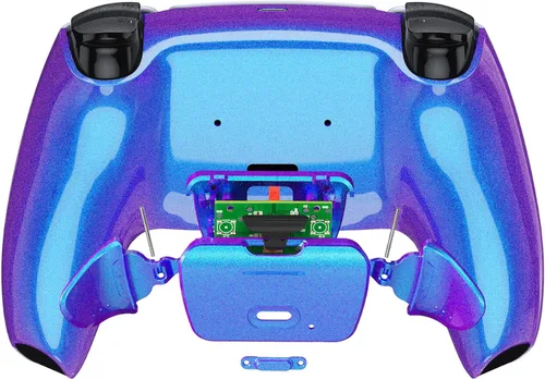Vista 7 de eXtremeRate Chameleon Purple Blue - Kit de reasignación programable Rise 20 para controlador PS5 tablero de actualización y carcasa trasera