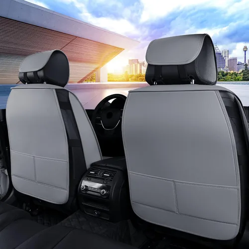 Vista 8 de Sanwom Fundas de cuero para asiento de automóvil, 2 piezas delanteras, fundas universales para asiento de vehículo, fundas impermeables para asiento