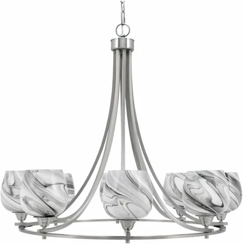 Vista 32 de Toltec Lighting 3408-BN-300 Paramount - Lámpara de araña de 8 luces elevadas, 31 pulgadas de alto y 31.25 pulgadas de ancho, color acabado: níquel