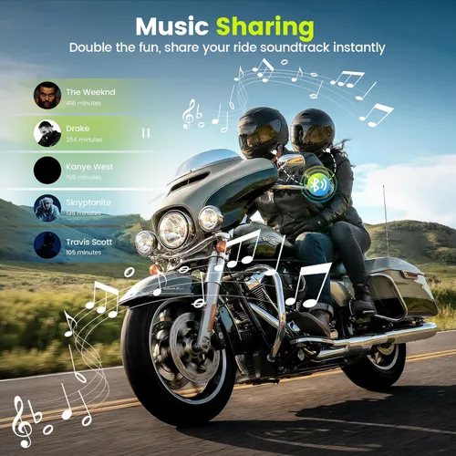 Vista 4 de X10 - Auriculares Bluetooth para casco de motocicleta V5.4, sistema de comunicación de intercomunicación de grupo de 10 jinetes, cancelación