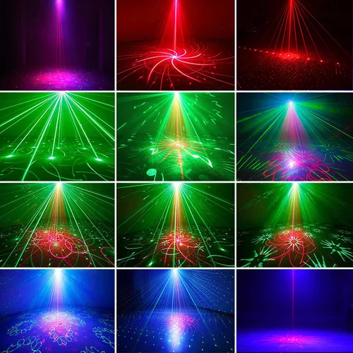 Vista 2 de Luces de fiesta, luz estroboscópica LED de discoteca, activado por sonido RGB con control remoto, luces de escenario, luz de DJ, varios patrones