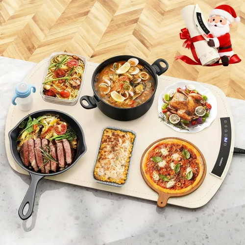 Tapete de calentamiento de alimentos, bandeja de calentamiento eléctrica para bufés y fiestas, tapete térmico de silicona para alimentos con 9