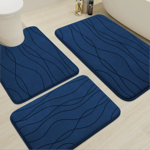 Vista 28 de YIHOUSE Juego de alfombras de baño de espuma viscoelástica, 3 piezas, color gris oscuro