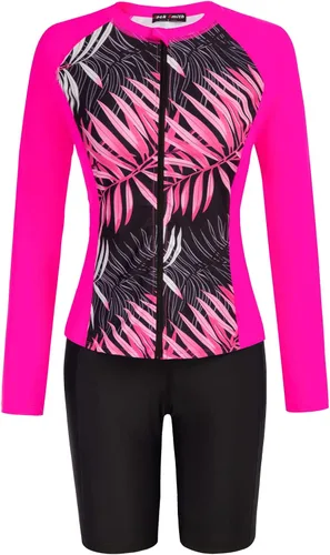 Vista 5 de JACK SMITH Traje de baño de 3 piezas de manga larga con cremallera frontal, tankini UPF 50 para mujer