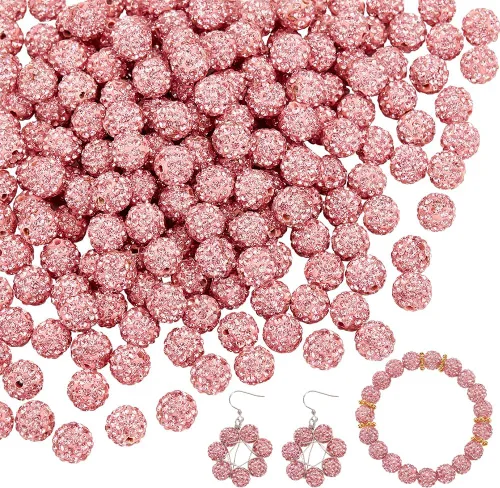Vista 20 de PH PandaHall - 240 piezas de cuentas de strass en 24 colores, cuentas de cristal de 10 mm, cuentas de bola de discoteca con strass, cuentas