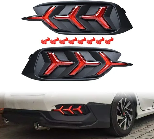 Vista 8 de Astra Depot Compatible con Honda Civic 10ª Generación Luz Antiniebla Trasera Lámpara de Cola Repuesto LED Rojo Estilo Secuencial Parachoques