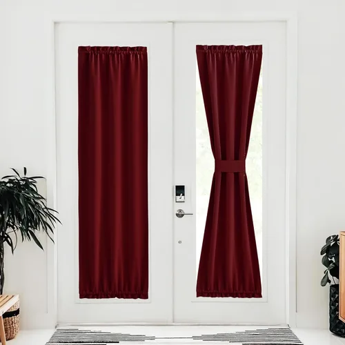 Vista 26 de NICETOWN Cortinas 100% opacas para puerta francesa, cortinas de privacidad para ventana, persianas de oscurecimiento de habitación de 25 x 64