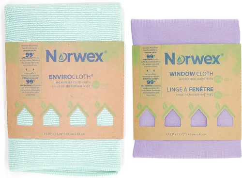 Vista 2 de Norwex Paquete básico – Microfibra – Paño de limpieza de ventanas de vidrio y paño de limpieza para el hogar Enviro Los colores pueden variar