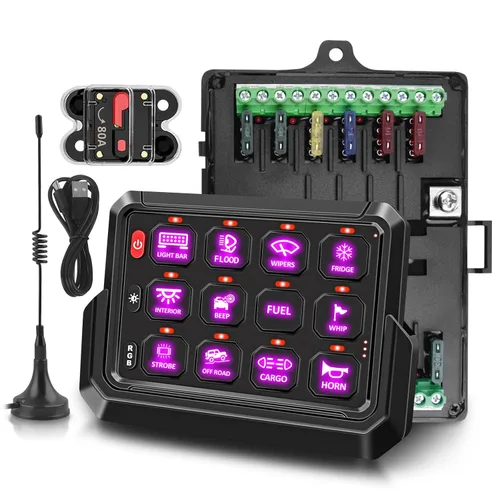 Vista 14 de Chelhead Panel de interruptor Bluetooth de 6 bandas, panel de interruptor de barco con disyuntor IP 65, impermeable, estroboscópico de flash