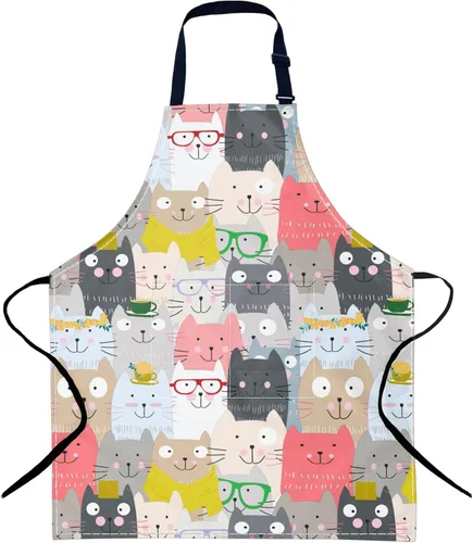Vista 12 de Checkered Adjustable Neck Bib Apron with Pocket for Men Women, Waterproof Aprons Gifts for Kitchen Painting Gardening