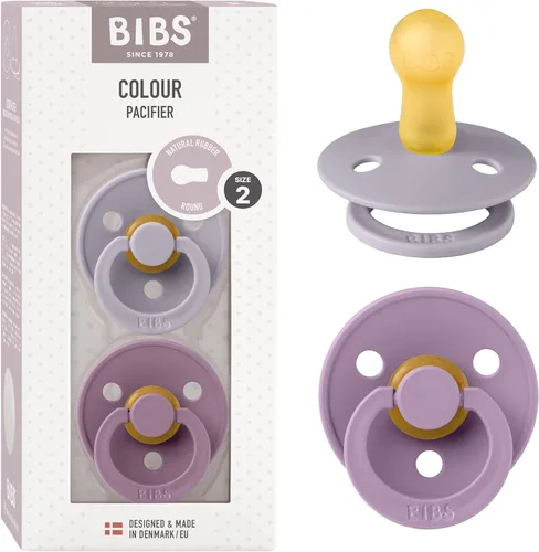 Vista 53 de BIBS - Paquete de 2 chupetes Bibs Colour, calmante, libre de bisfenol A, punta redonda, látex de goma natural