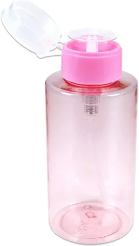 Vista 16 de Dispensador de bomba de empuje transparente de 7 onzas, botella recargable vacía con tapa abatible, para esmalte de uñas, viajes, embalaje