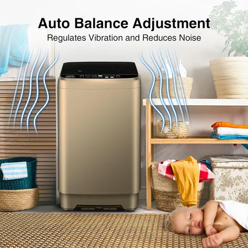 Vista 5 de Lavadora portátil de 17.7 libras, lavadora compacta completamente automática para apartamento, 10 programas de lavado, pequeña lavadora portátil