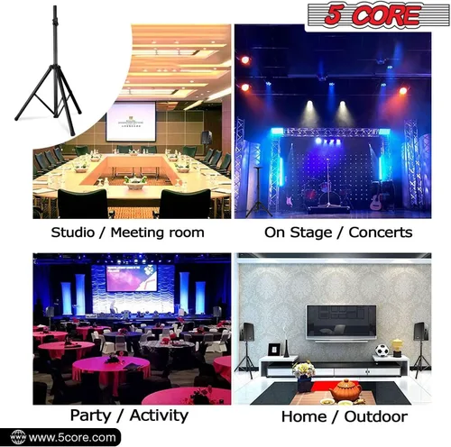 Vista 9 de 5 Core Soporte de altavoz ajustable universal PA DJ trípode de estudio Soportes con inserto de 1.378 in para uso en el hogar en el escenario