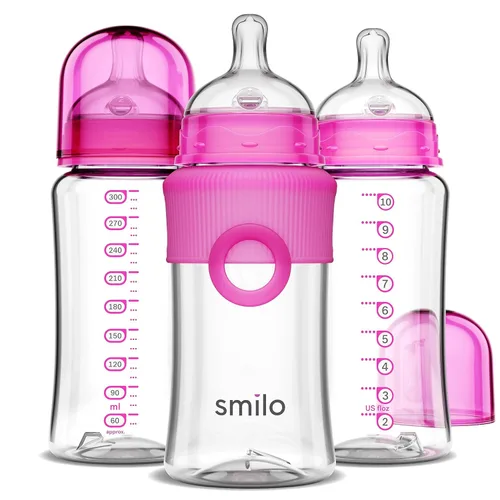 Vista 15 de Smilo Juego de biberones con etapa 0 de flujo lento y pezón anticólicos, capacidad de 5 onzas/5.1 fl oz, paquete de 3 biberones anticólicos de 0 a 3