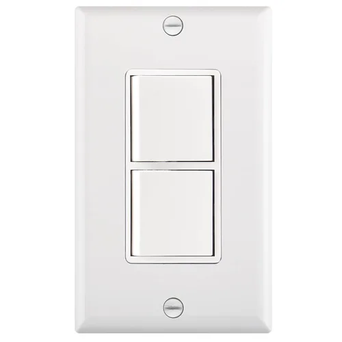 Wengart Interruptor decorativo de combinación dúplex basculante con placa de pared, interruptor de luz doble de 15 amperios y 120 V, interruptor de