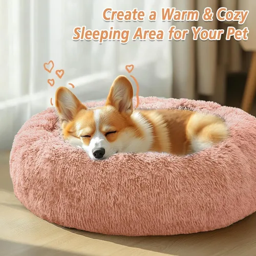 Vista 197 de JOLLYVOGUE Cama Calmante para Perros Pequeños - Cama para Perros Pequeños en Forma de Dona Lavable de 23 Pulgadas para Gatitos y Cachorros, Camas