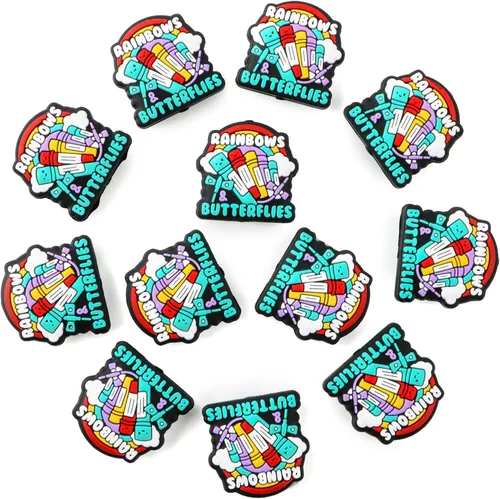 12 cuentas focales de silicona para hacer llaveros y bolígrafos, cuentas de silicona de personajes a granel para collares y pulseras (mariposas de