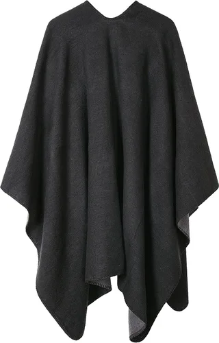 Vista 141 de Urban CoCo Poncho de colores para mujer, chal con frente abierto, color en bloques