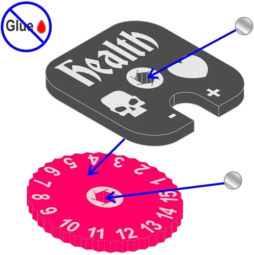 Vista 4 de LITKO Diales de salud 1-15 compatibles con Descent, rosa fluorescente (2)
