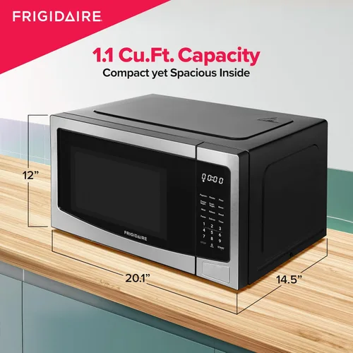 Vista 5 de FRIGIDAIRE Horno de microondas de acero inoxidable, multifunción, programable, 1.1 pies cúbicos 1000 vatios