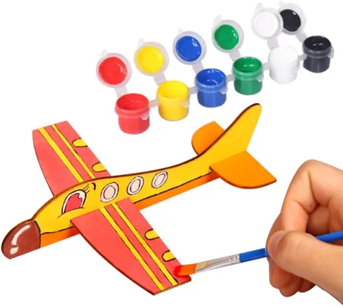 Vista 7 de Toyvian 20 piezas de avión de madera sin terminar modelo de avión de juguete para manualidades, avión de madera para pintar, juguetes de avión