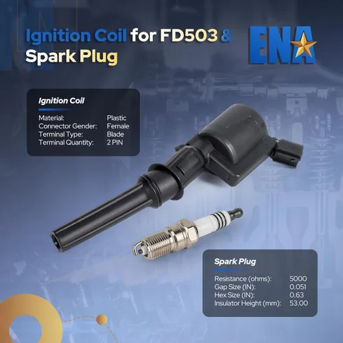 Vista 4 de ENA Paquete de 8 bobinas de encendido y bujía compatibles con Mercury Ford Mustang Crown Victoria E150 E250 Expedition Explorer F150 Navigator Town