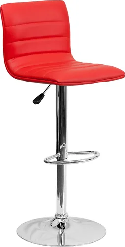 Vista 20 de Flash Funiture silla de bar ajustable con base cromada, Negro