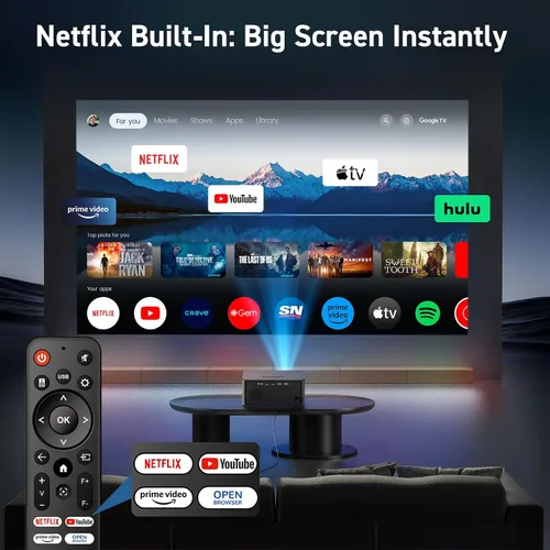 Vista 2 de [Aplicaciones integradas] Proyector inteligente con WiFi y Bluetooth, proyector de películas para exteriores SOPYOU 4K decodifica un máximo de 450