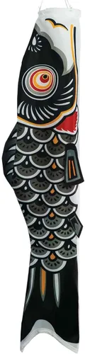 En la brisa peces koi Windsock, 24 pulgadas, Negro