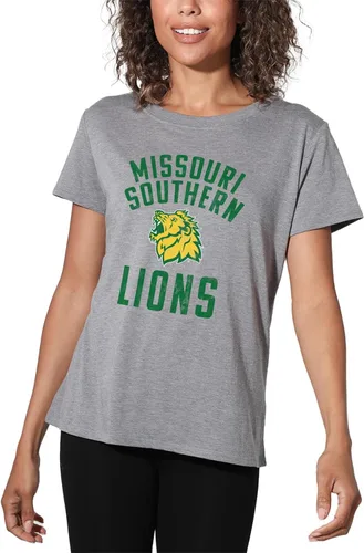 Vista 23 de Colección oficial de camisetas sueltas con logotipo desgastado grande universitario para mujer, jaspeado atlético