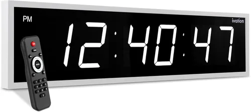 Vista 17 de Ivation Gran reloj digital LED de gran tamaño de 72 pulgadas Reloj digital grande con pantalla multifunción - cronómetro, temporizador, alarmas