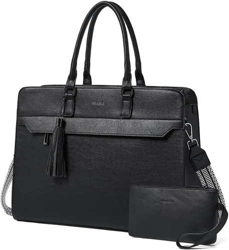 Vista 11 de Shrrie Bolsa para laptop de 17 pulgadas para mujer, bolsa de trabajo resistente al agua, maletín con bolso
